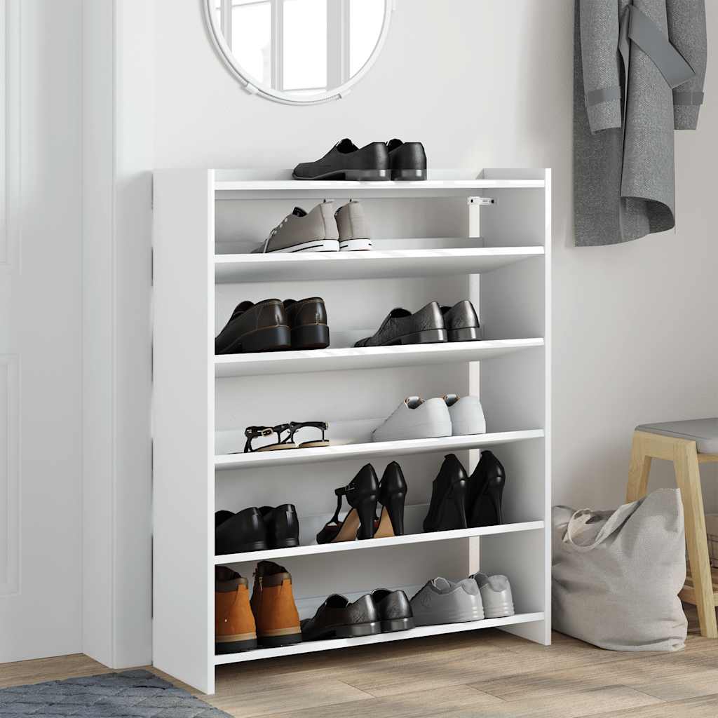 Shoe Cabinet Natural Wood 5 Open Compartments Medium