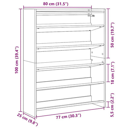Shoe Cabinet Natural Wood 5 Open Compartments Medium