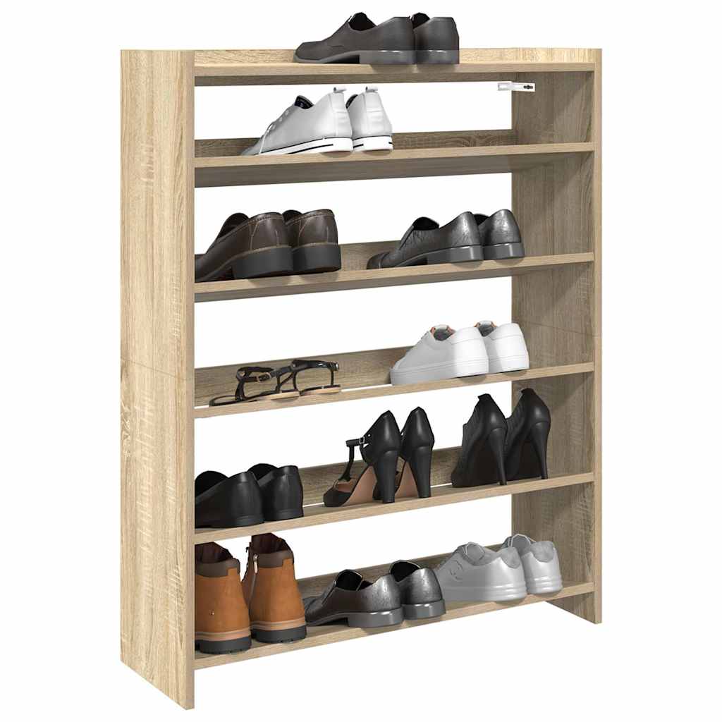Shoe Cabinet Natural Wood 5 Open Compartments Medium