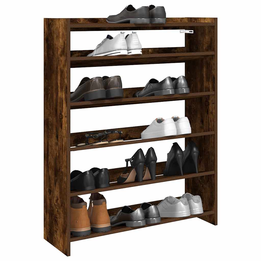Shoe Cabinet Natural Wood 5 Open Compartments Medium