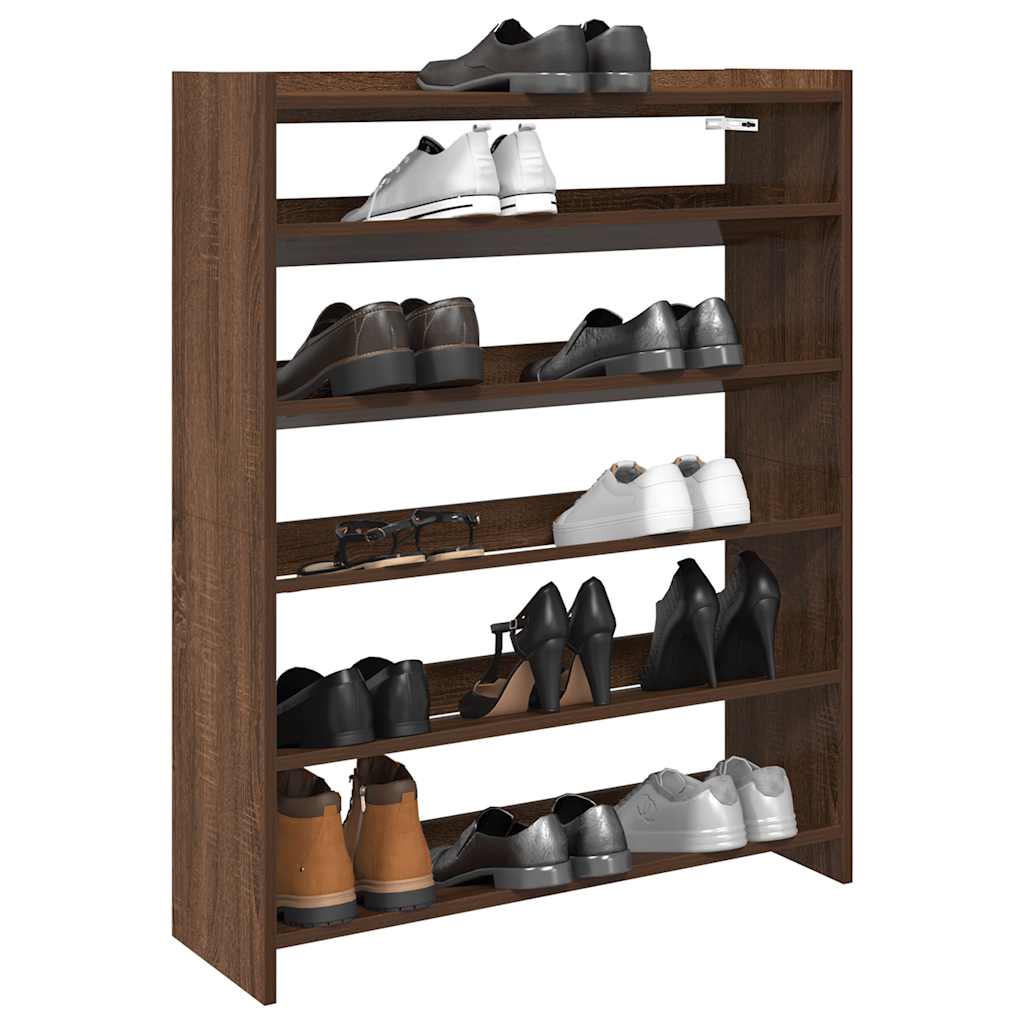Shoe Cabinet Natural Wood 5 Open Compartments Medium