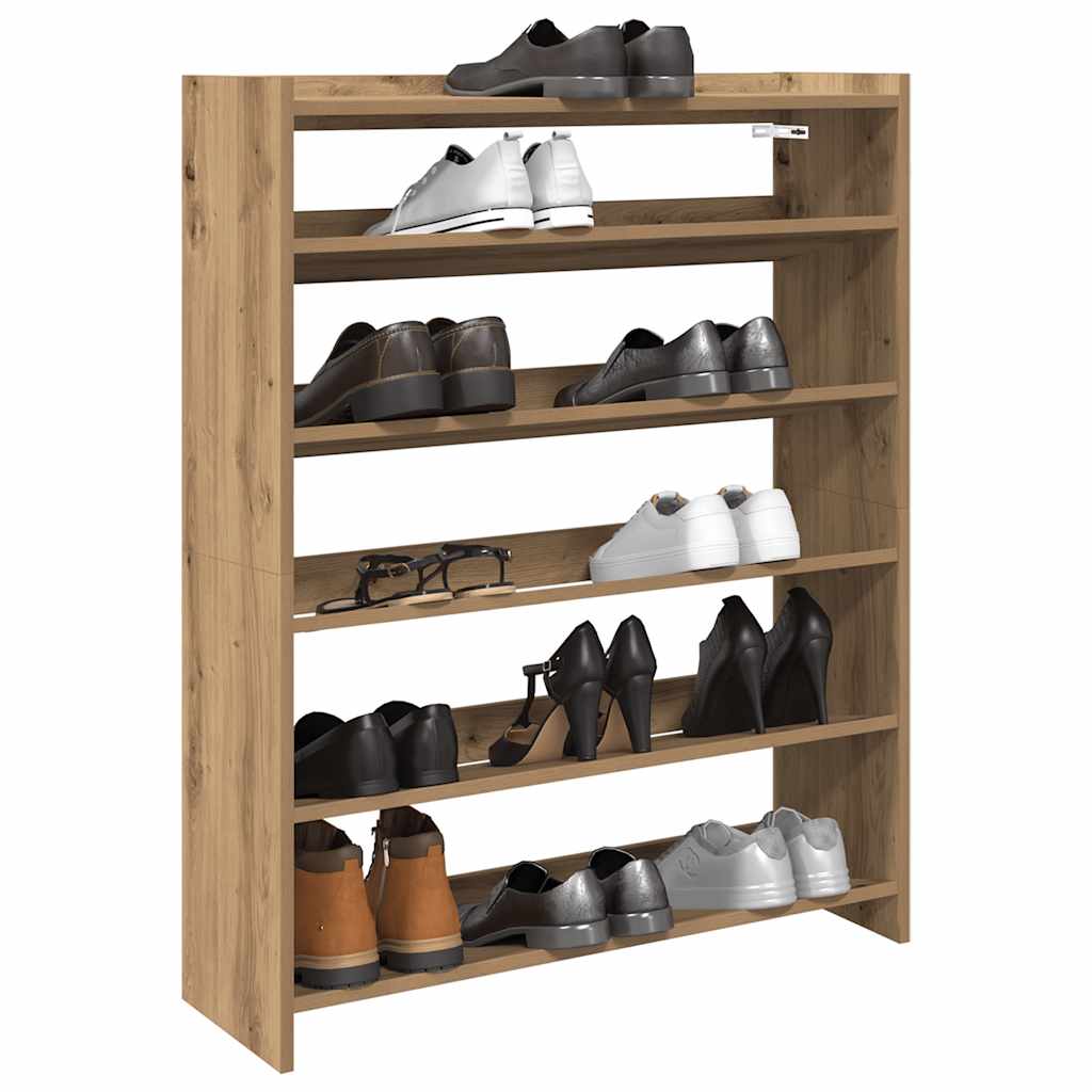Shoe Cabinet Natural Wood 5 Open Compartments Medium