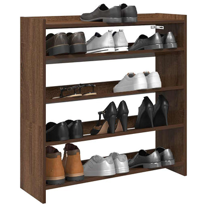 Modern 15 Pair 23" Oak Shoe Rack With 4-Tiers