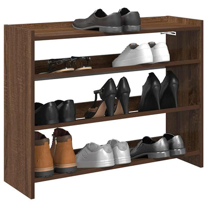 Modern 12 Pair 23" Oak Shoe Rack With 3-Tiers