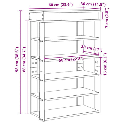 Shoe Cabinet Natural Wood 5 Open Compartments Skinny & Tall