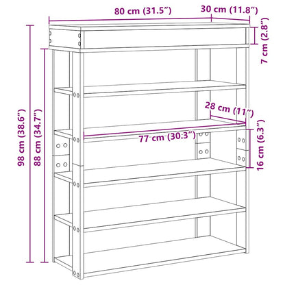 Shoe Cabinet Natural Wood 5 Open Compartments Medium