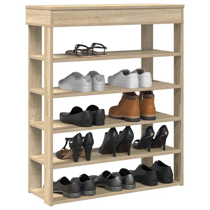 Shoe Cabinet Natural Wood 5 Open Compartments Medium