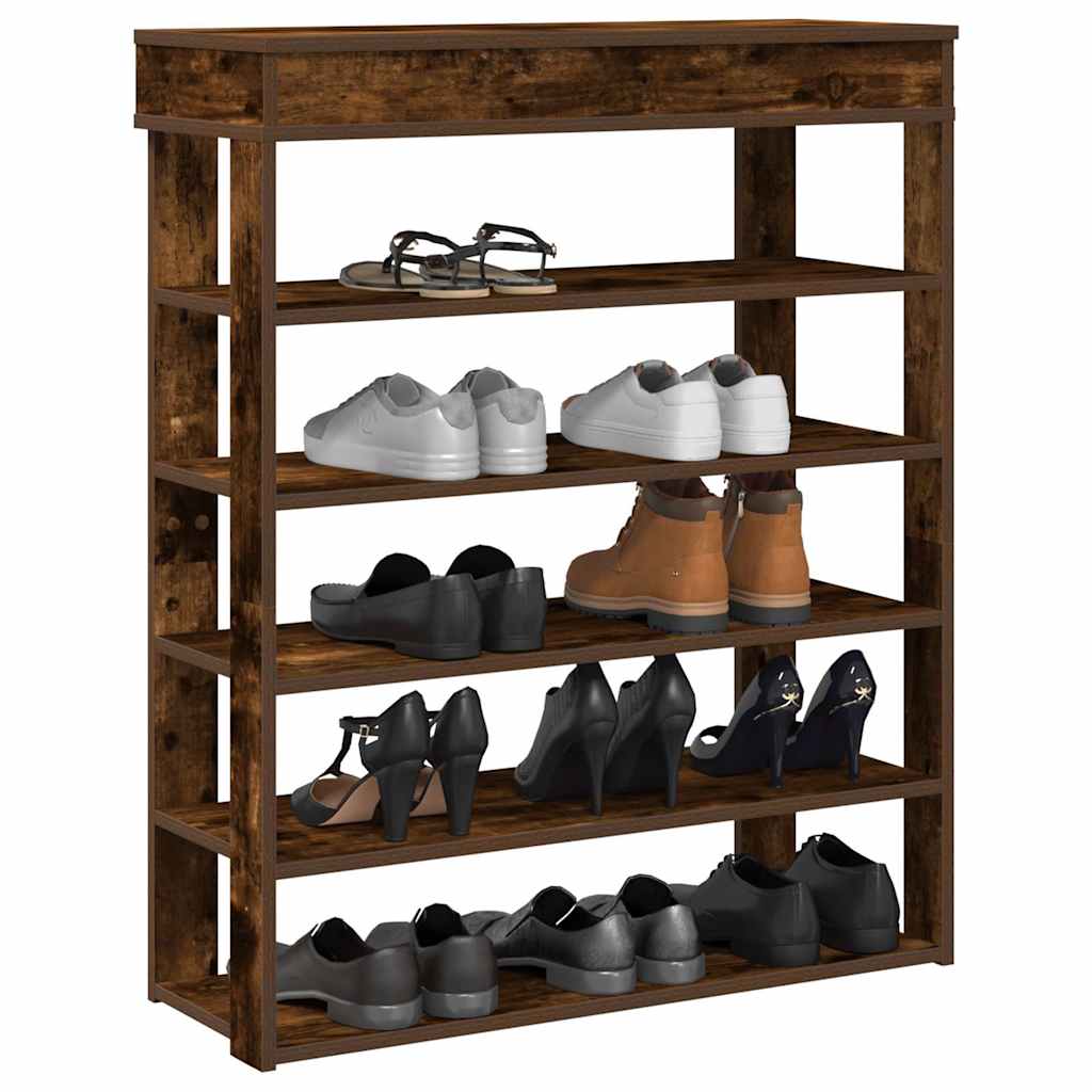 Shoe Cabinet Natural Wood 5 Open Compartments Medium