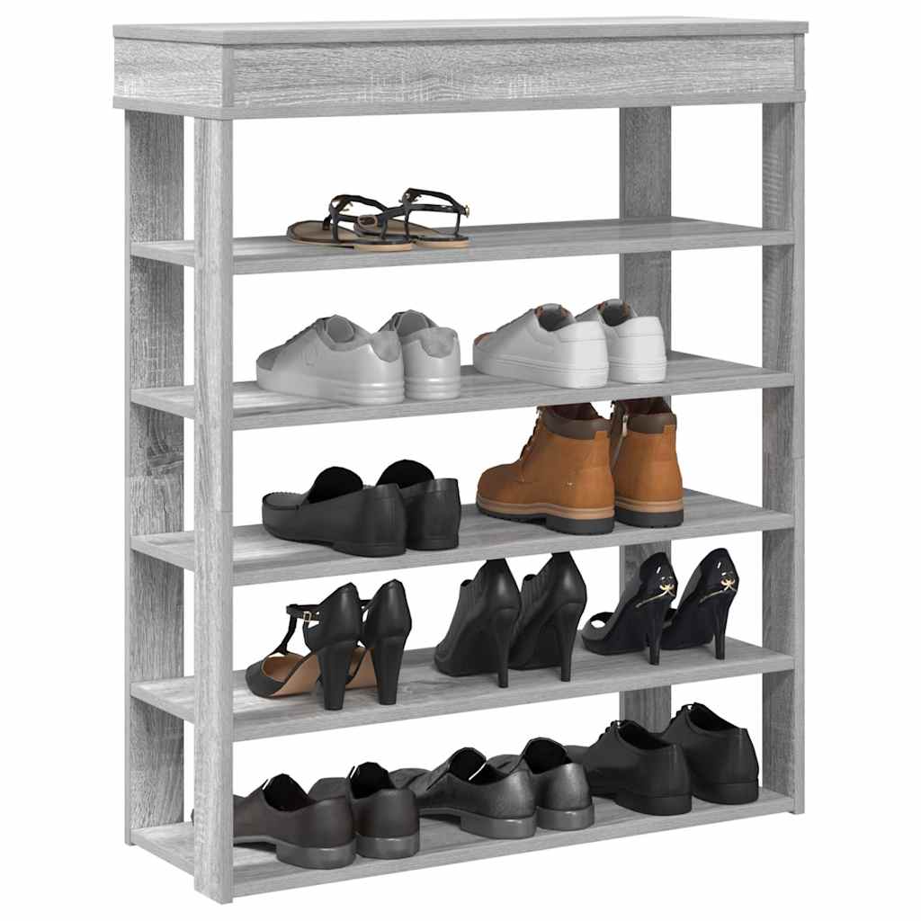 Shoe Cabinet Natural Wood 5 Open Compartments Medium