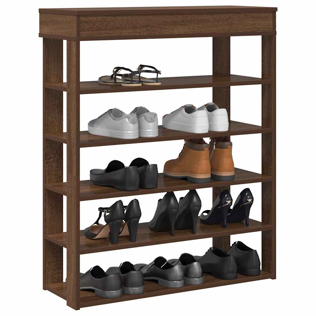 Shoe Cabinet Natural Wood 5 Open Compartments Medium