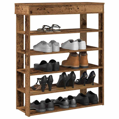 Shoe Cabinet Natural Wood 5 Open Compartments Medium