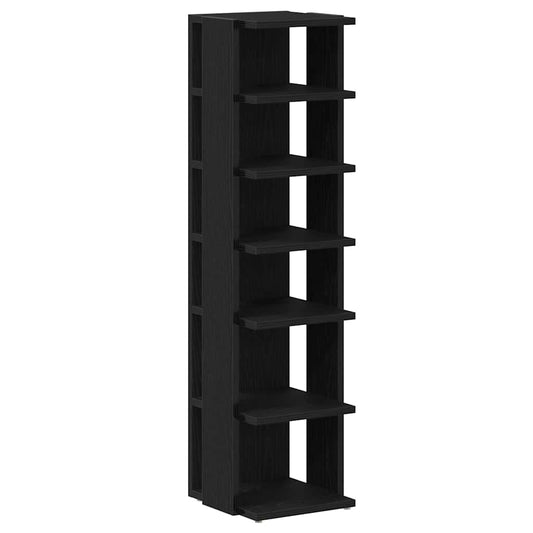 Shoe Rack Black Wood 6 Compartments Tall & Skinny