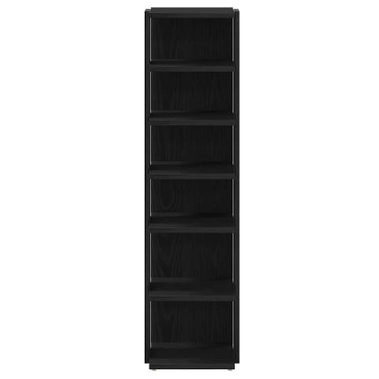 Shoe Rack Black Wood 6 Compartments Tall & Skinny