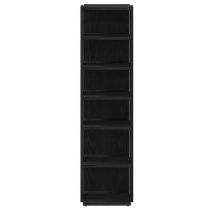 Set Of 2 Shoe Rack Black Wood 6 Compartments Tall & Skinny
