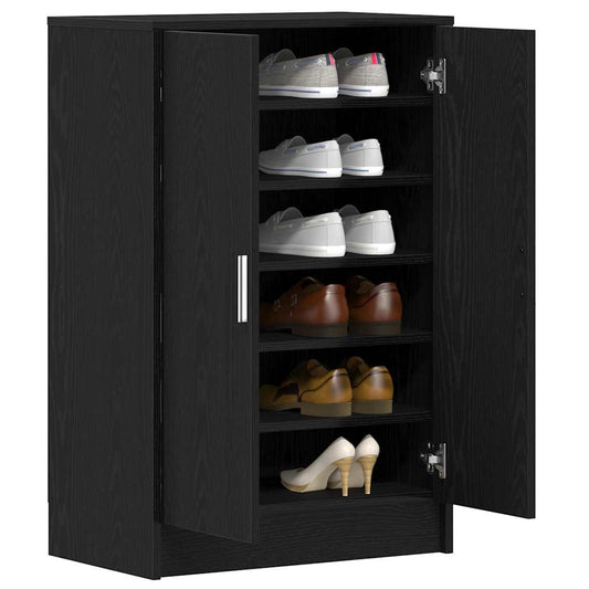 Shoe Rack Black Wood 7 Drawers Medium