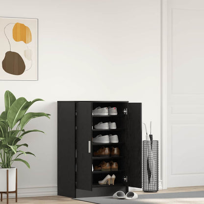Shoe Rack Black Wood 7 Drawers Medium