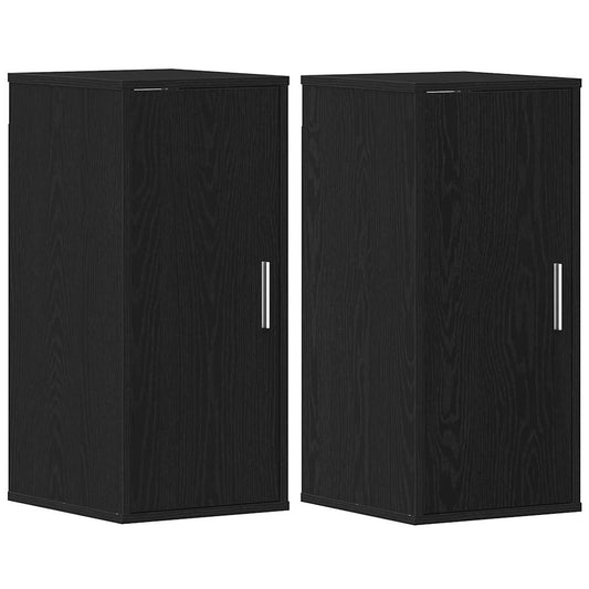 Set Of 2 Shoe Racks Black Wood 3 Compartments Tall