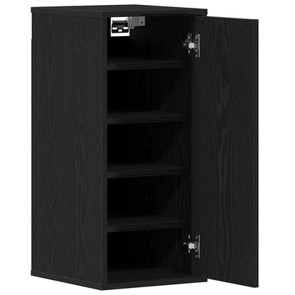Set Of 2 Shoe Racks Black Wood 3 Compartments Tall