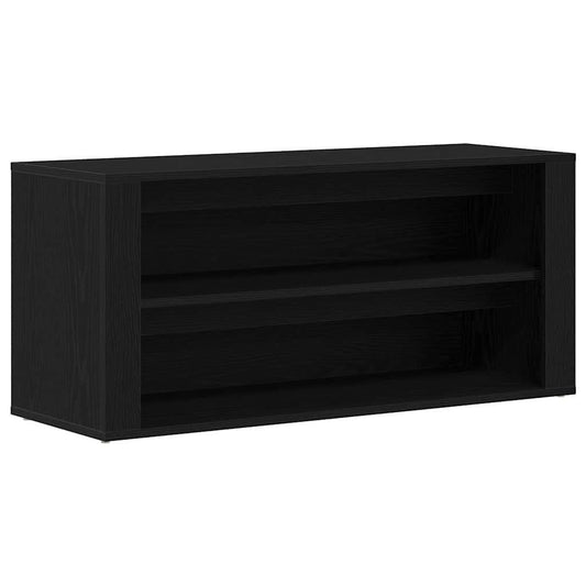 Shoe Bench Black Wood 2 Compartments Small