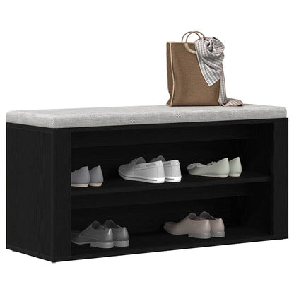 Shoe Bench Black Wood 2 Compartments Small