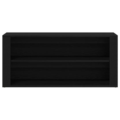 Shoe Bench Black Wood 2 Compartments Small