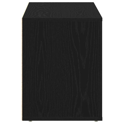 Shoe Bench Black Wood 2 Compartments Small