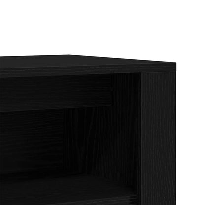 Shoe Bench Black Wood 2 Compartments Small
