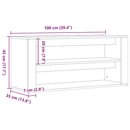 Shoe Bench Black Wood 2 Compartments Small