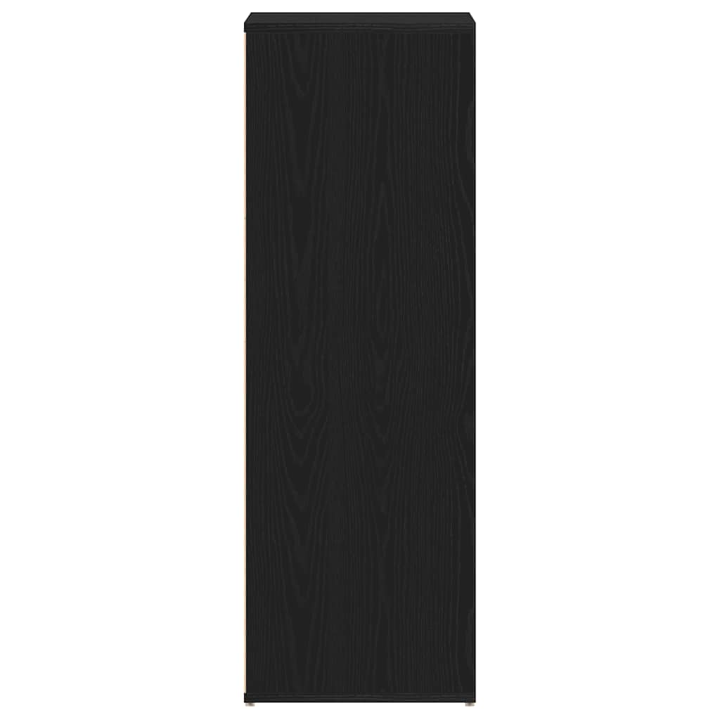 Shoe Rack Black Wood 3 Compartments Tall
