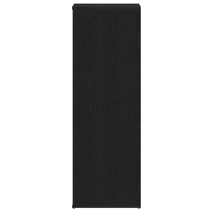 Shoe Rack Black Wood 3 Compartments Tall