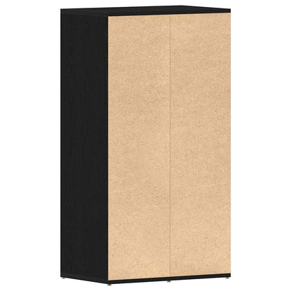 Shoe Rack Black Wood 3 Compartments Tall