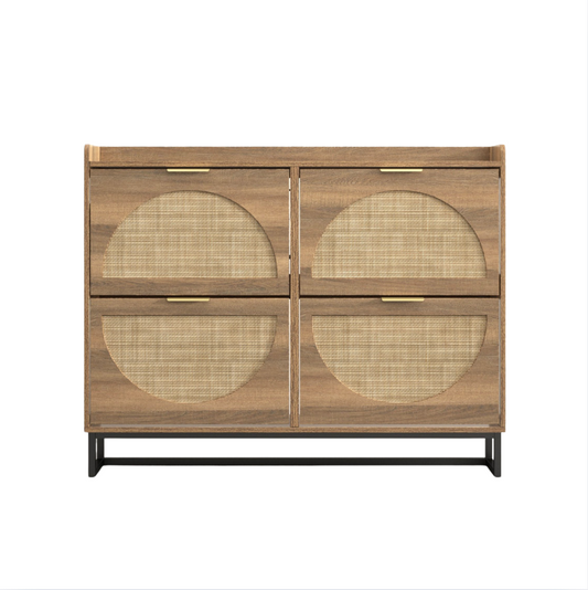 30 Pair Farmhouse Style 47" Shoe Cabinet With 4 Flip Drawers